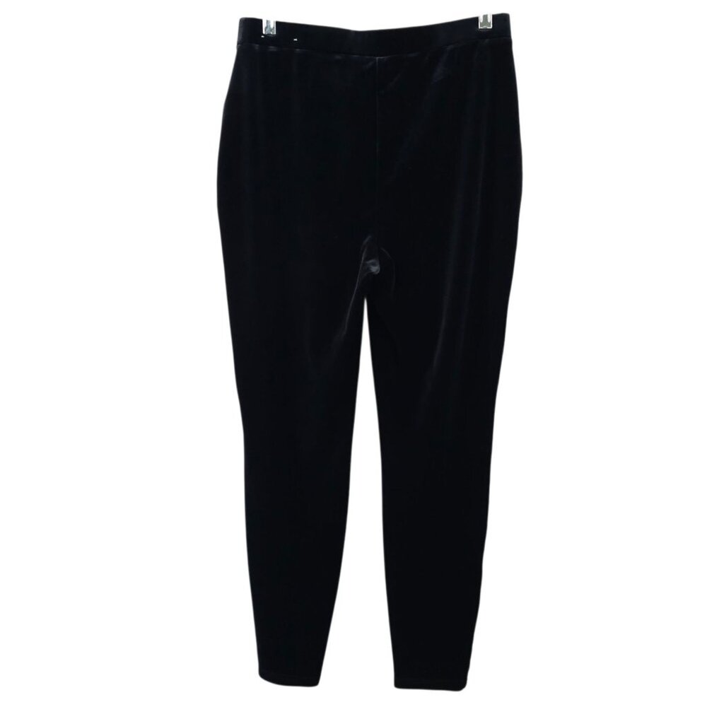 Chicos Velvet Pull On Pants Womens Size 1 US 8 Stretch Mid Rise Ankle Black
